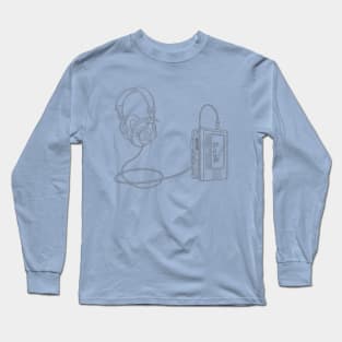 Portable Tape Player (Dark Silver Lines) Analog / Music Long Sleeve T-Shirt